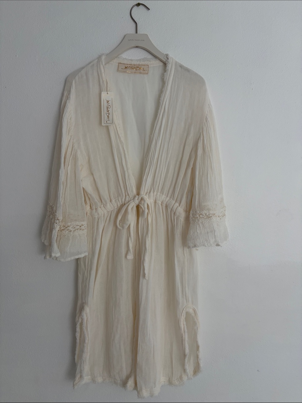 Jen's Pirate Booty Ivory Tie-Waist Sheer Lace-Trim Robe